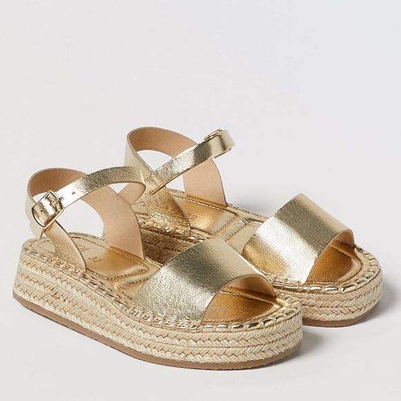 ZARA Metallic Gold Espadrille Wedges Size 35 - Picture 4 of 5